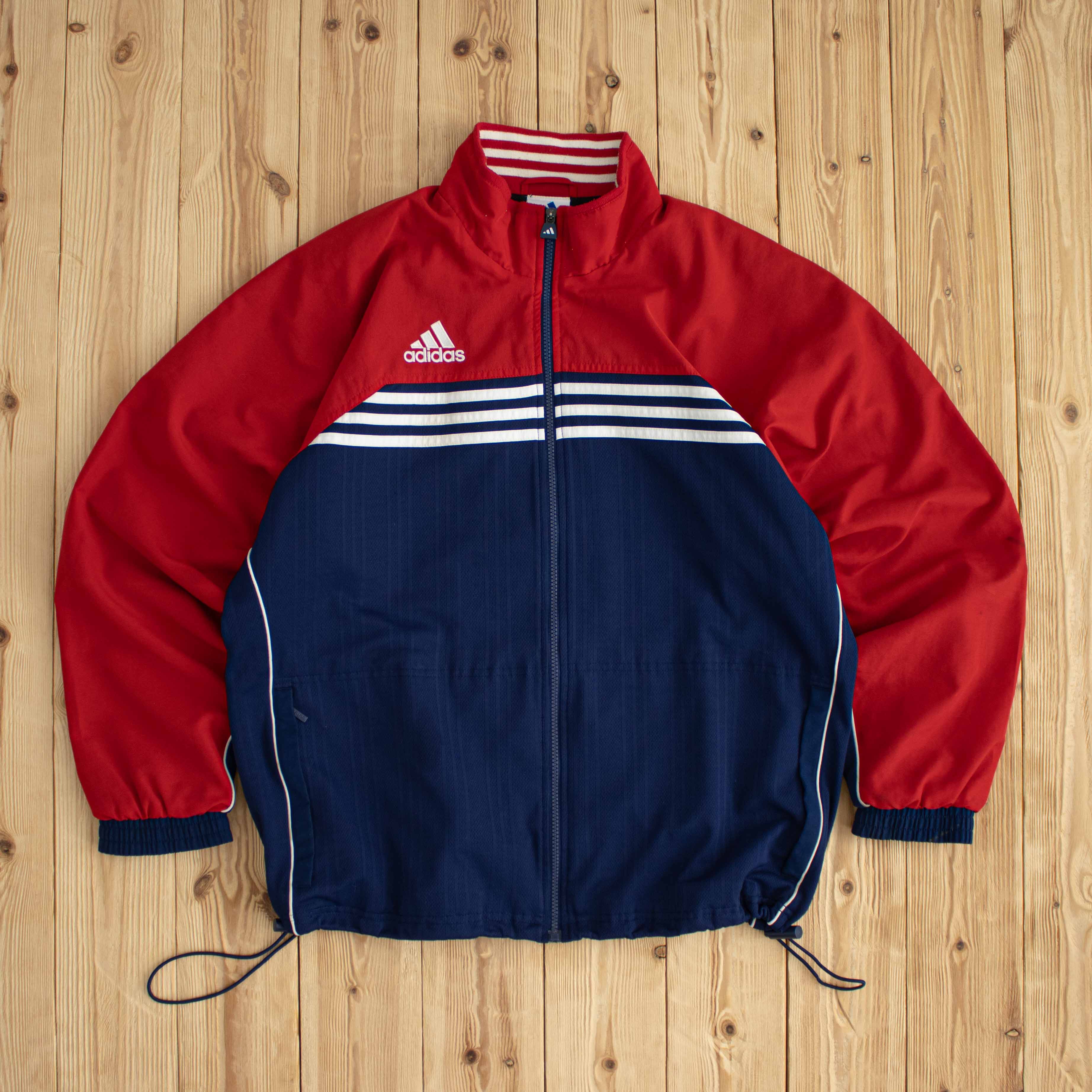 (M/L) Adidas Vintage Embroidered Jacket Red Blue
