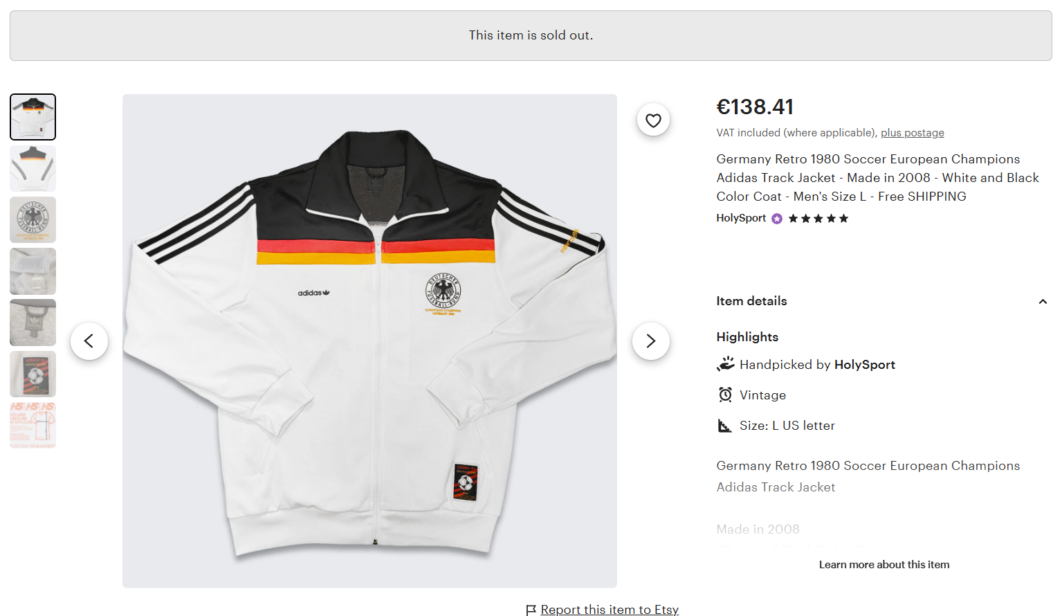 (S) 2006 Adidas Germany Euro Champions Full-Zip Sweatshirt